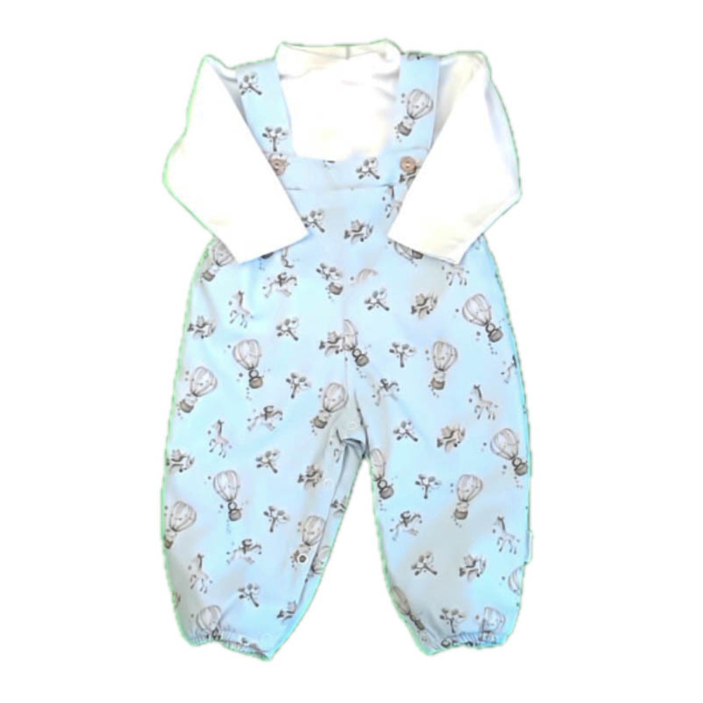 Unknown Brand Boys White | Blue Hot Air Balloons Overalls size: 12 Months